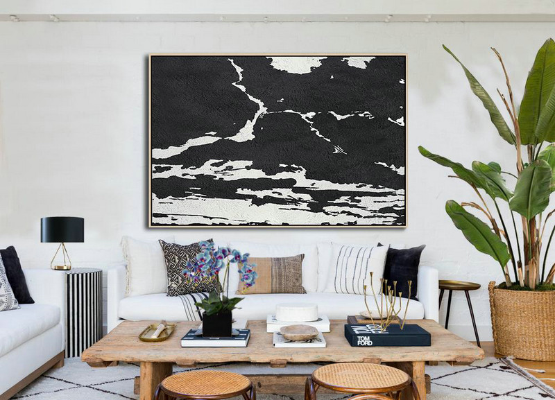 Living Room Wall Art,Oversized Horizontal Minimal Art On Canvas - Large Canvas Art